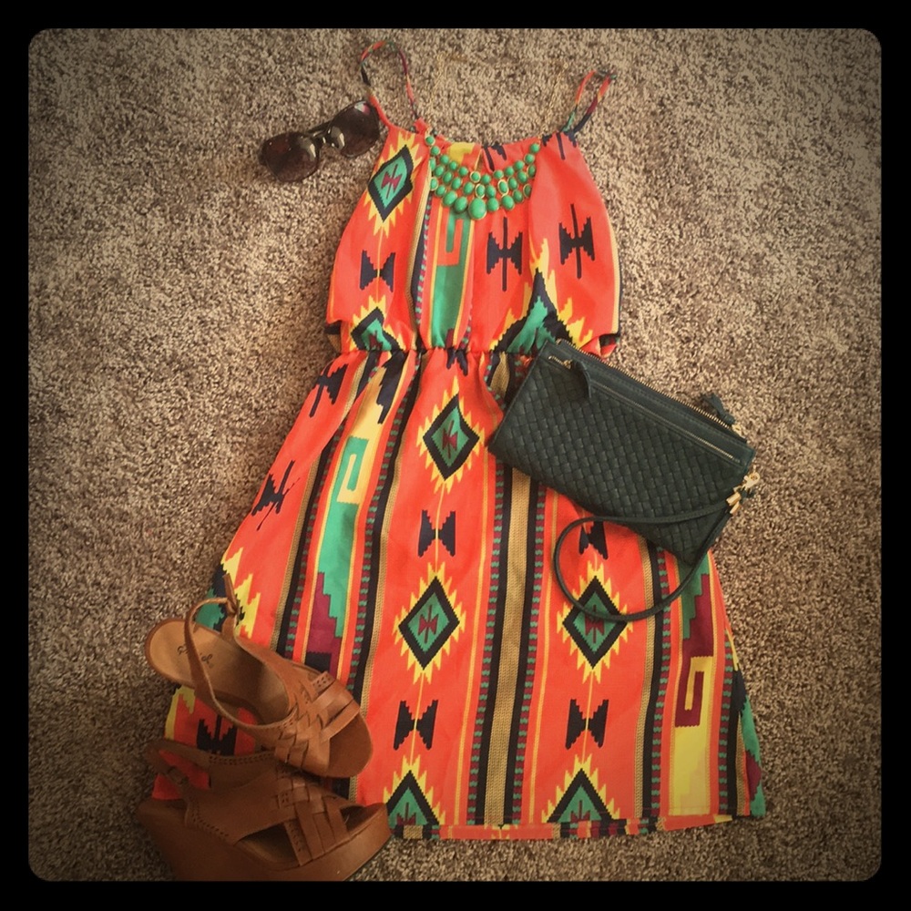 Multi color Aztec print dress